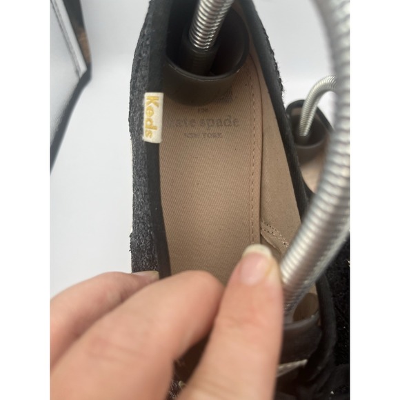 Keds Kate Spade Sneakers Size 6 Sparkle Glitter Lace Up Shoes Black Women's - Picture 7 of 8